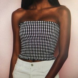 JOHN GALT Brandy Smocked Gingham Tube Top